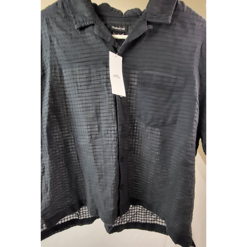 URBAN OUTFITTERS Standard Cloth Black Button Up Sheer Short Sleeve  Sz Med NWT